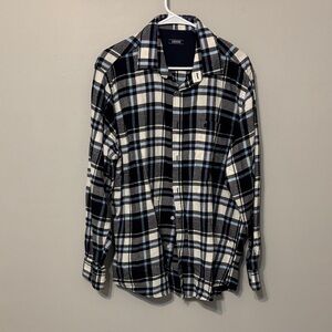 Men's Izod Black and White flannel Plaid Shirt